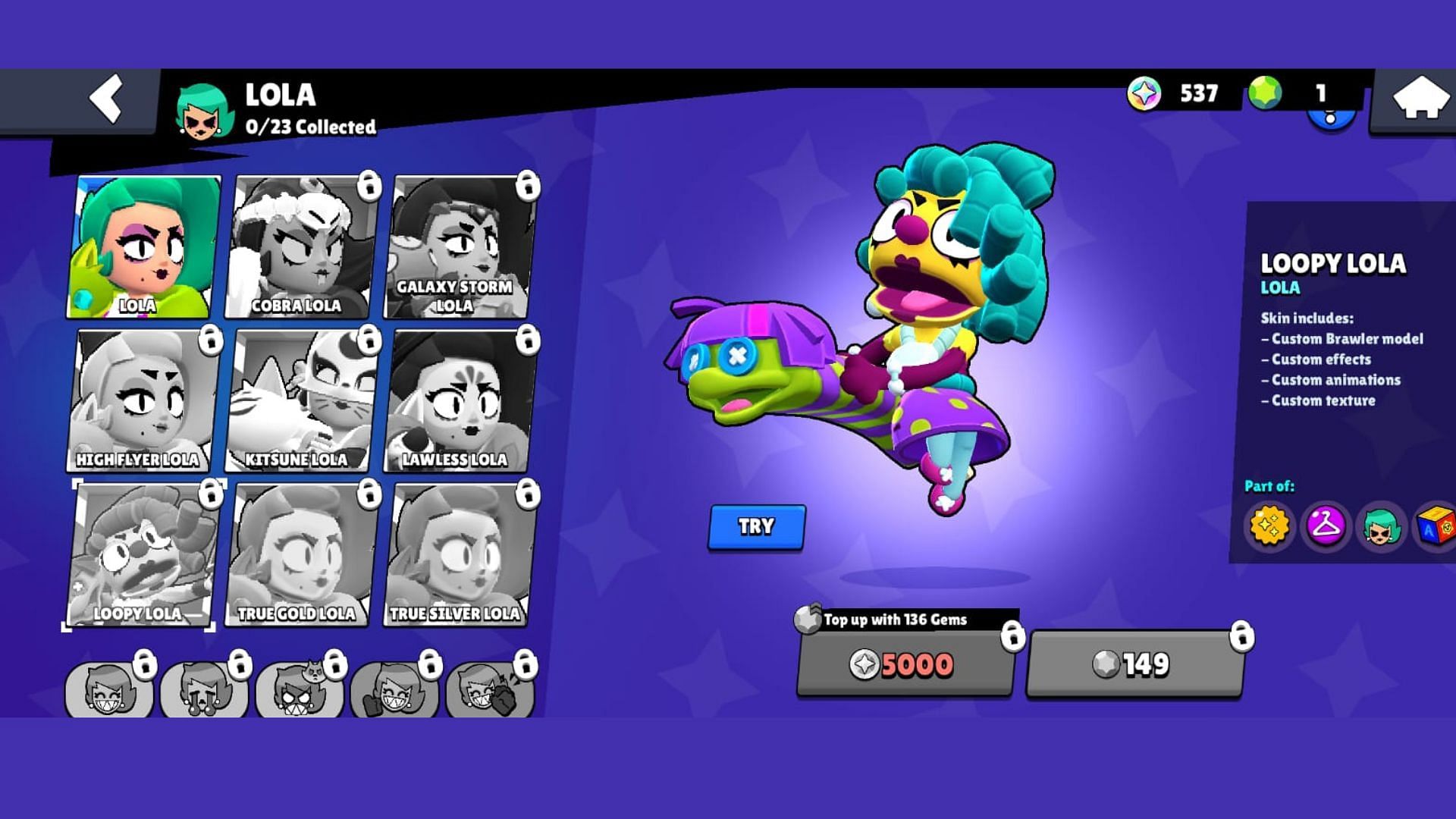 The Loopy Lola skin in Brawl Stars (Image via Supercell)