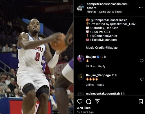 Flau'jae's reaction to LSU (Credits: Instagram/@Compete4CauseClassic)