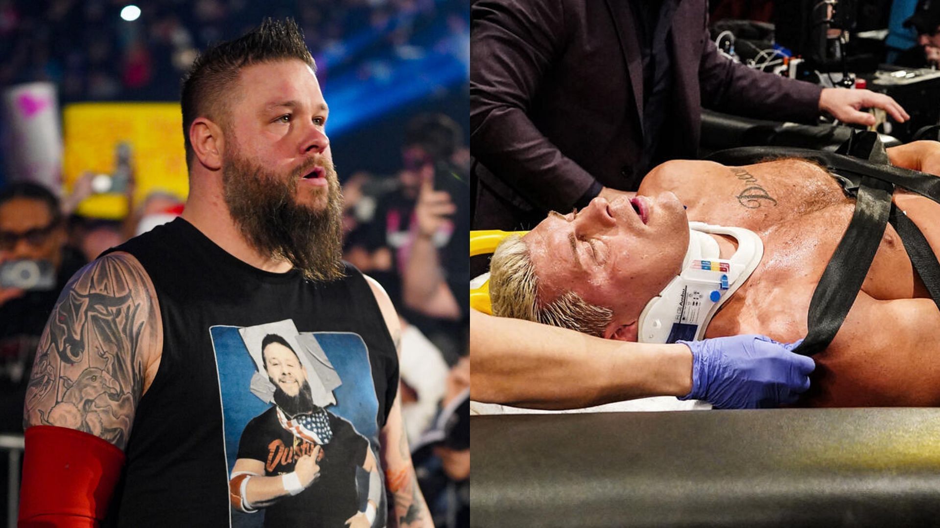 Kevin Owens and Cody Rhodes at SNME! [Image credits: WWE.com and WWE