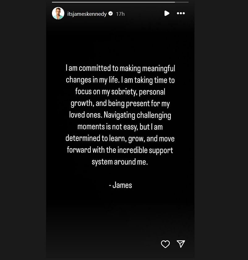 Vanderpump Rules star James Kennedy&#039;s statement (Image via Instagram/@itsjameskennedy)