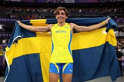 Mondo Duplantis reacts after winning big at the BBC Sports Awards 2024