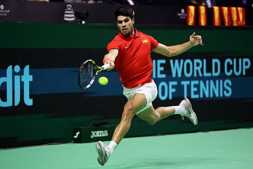 Carlos Alcaraz at the 2024 Davis Cup. Image: Getty