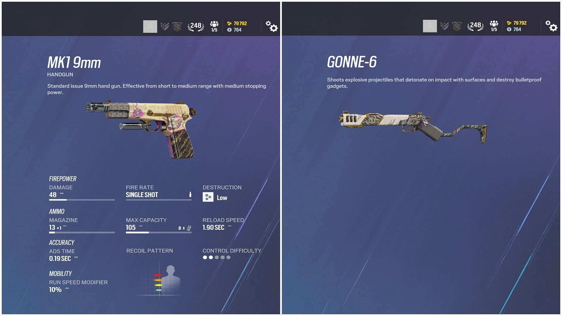 Secondary weapons in a Iana loadout in Rainbow Six Siege (Image via Ubisoft)