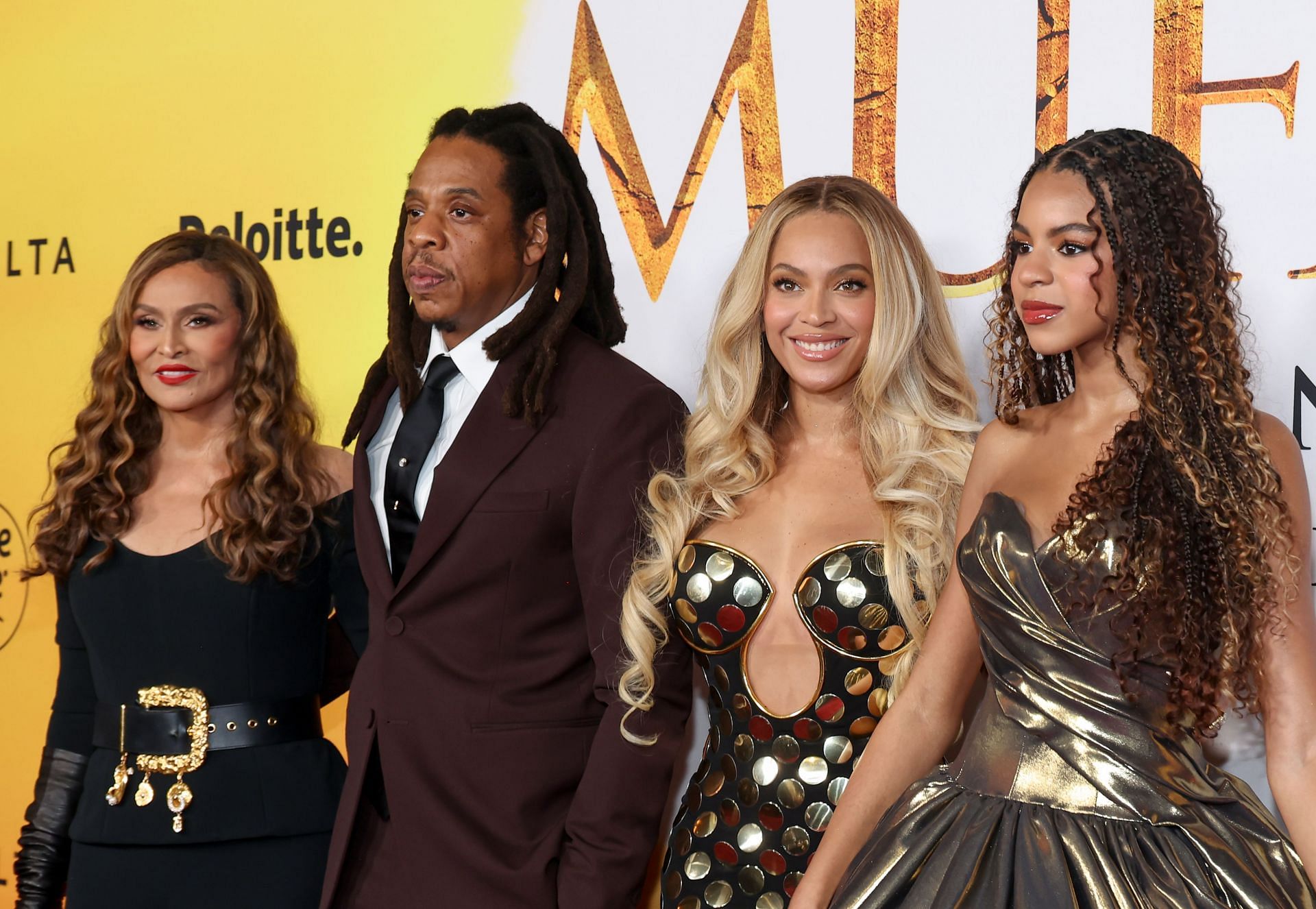 Tina with Jay-Z, Beyonc&eacute;, &amp; Blue Ivy at the Los Angeles Premiere Of Disney&#039;s &quot;Mufasa: The Lion King,&quot; (Photo by Amy Sussman/WireImage)