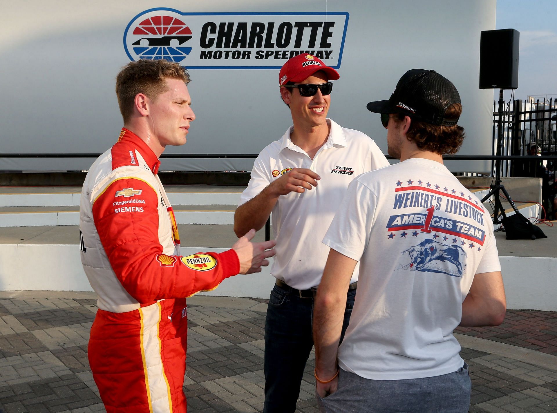 Josef Newgarden (L) with Joey Logano and Ryan Blaney (R) - Source: Getty