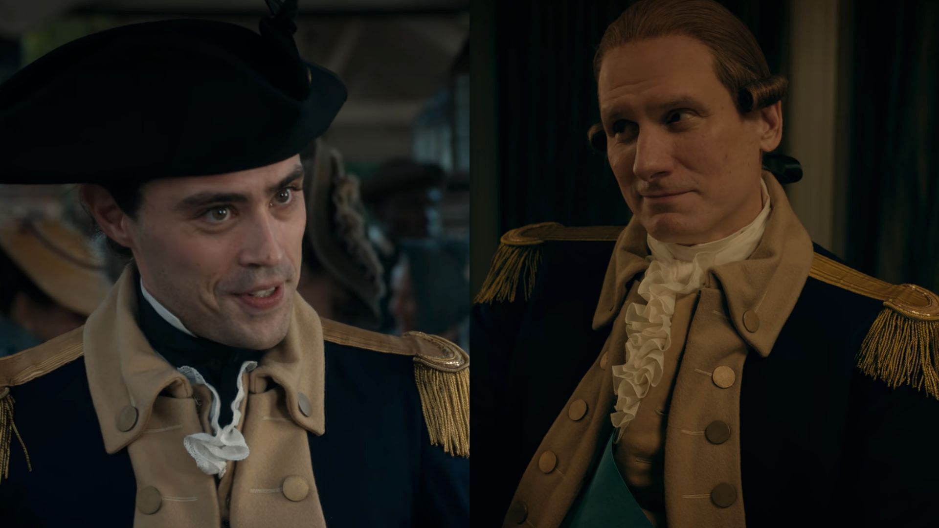 Marquis de Lafayette and General George Washington in Outlander season 7 episode 14 (Image via Starz)