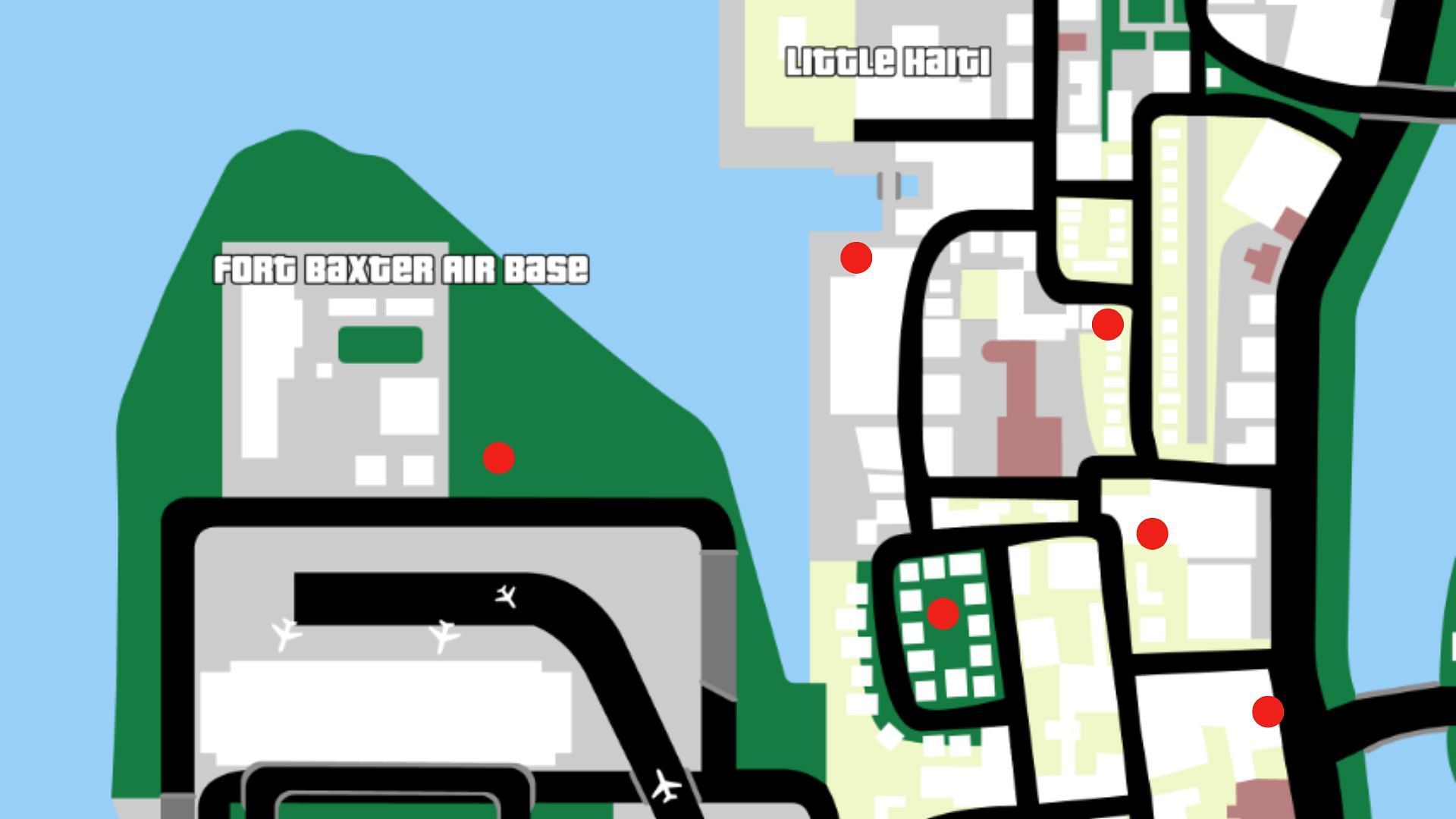 All GTA Vice City Rampage locations 4/5 (Image via Rockstar Games || Map Genie)