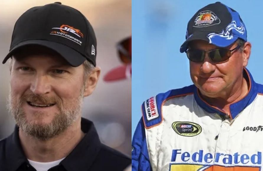 Dale Earnhardt Jr. (left), Ken Schrader (right) - Imagn Images