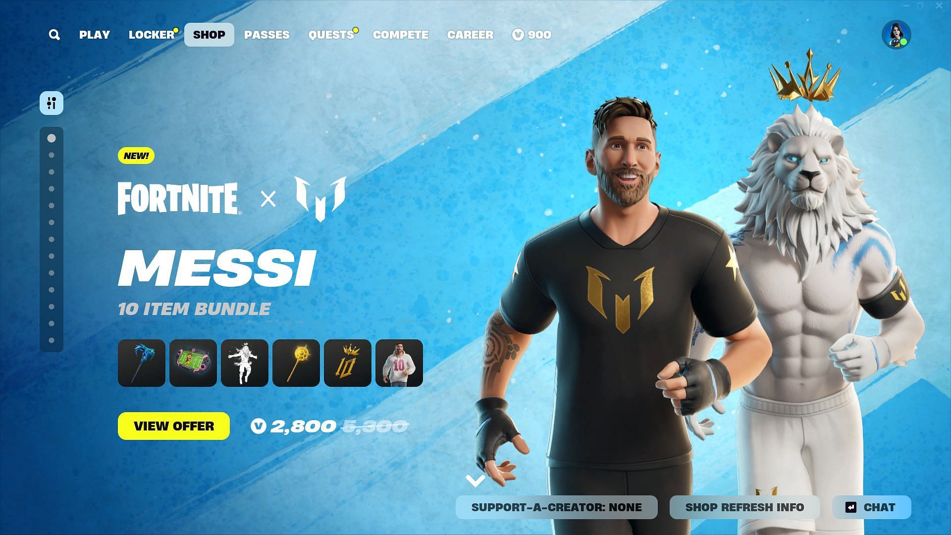 You can now purchase the Lionel Messi skin in Fortnite (Image via Epic Games)