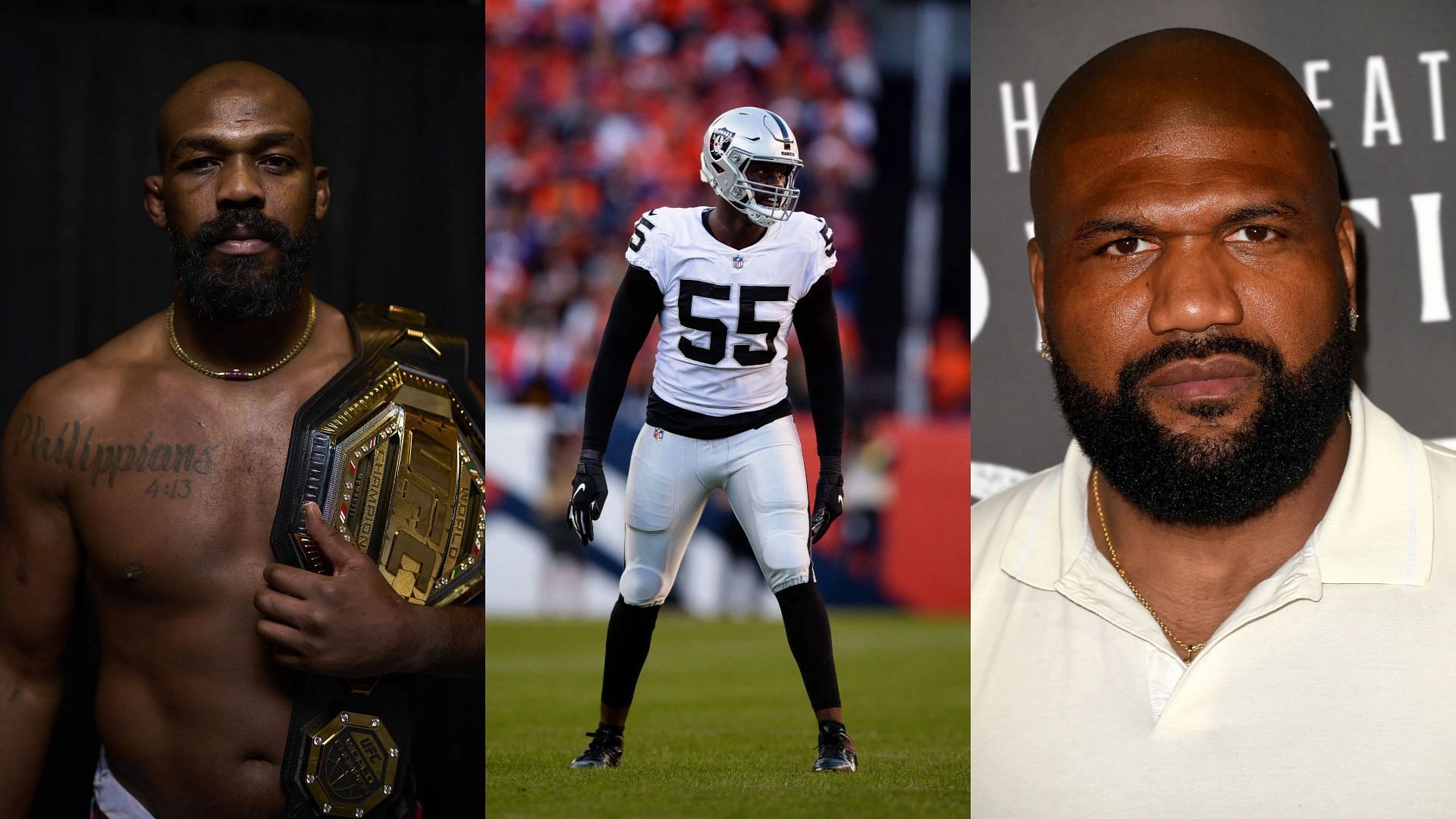 Jon Jones (left) and Chandler Jones Jones (middle) admire Quinton Jackson (right) [Image courtesy: Getty Images]