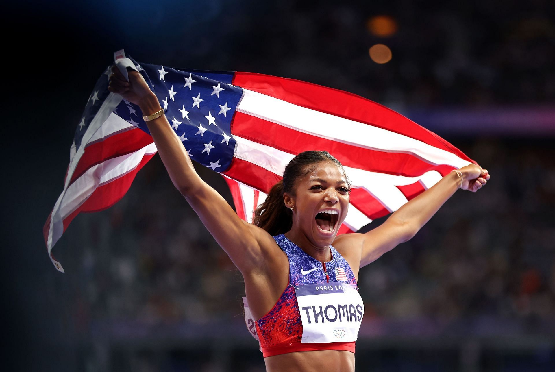 Gabrielle Thomas at Paris Olympics (Photo by Michael Steele/Getty Images)