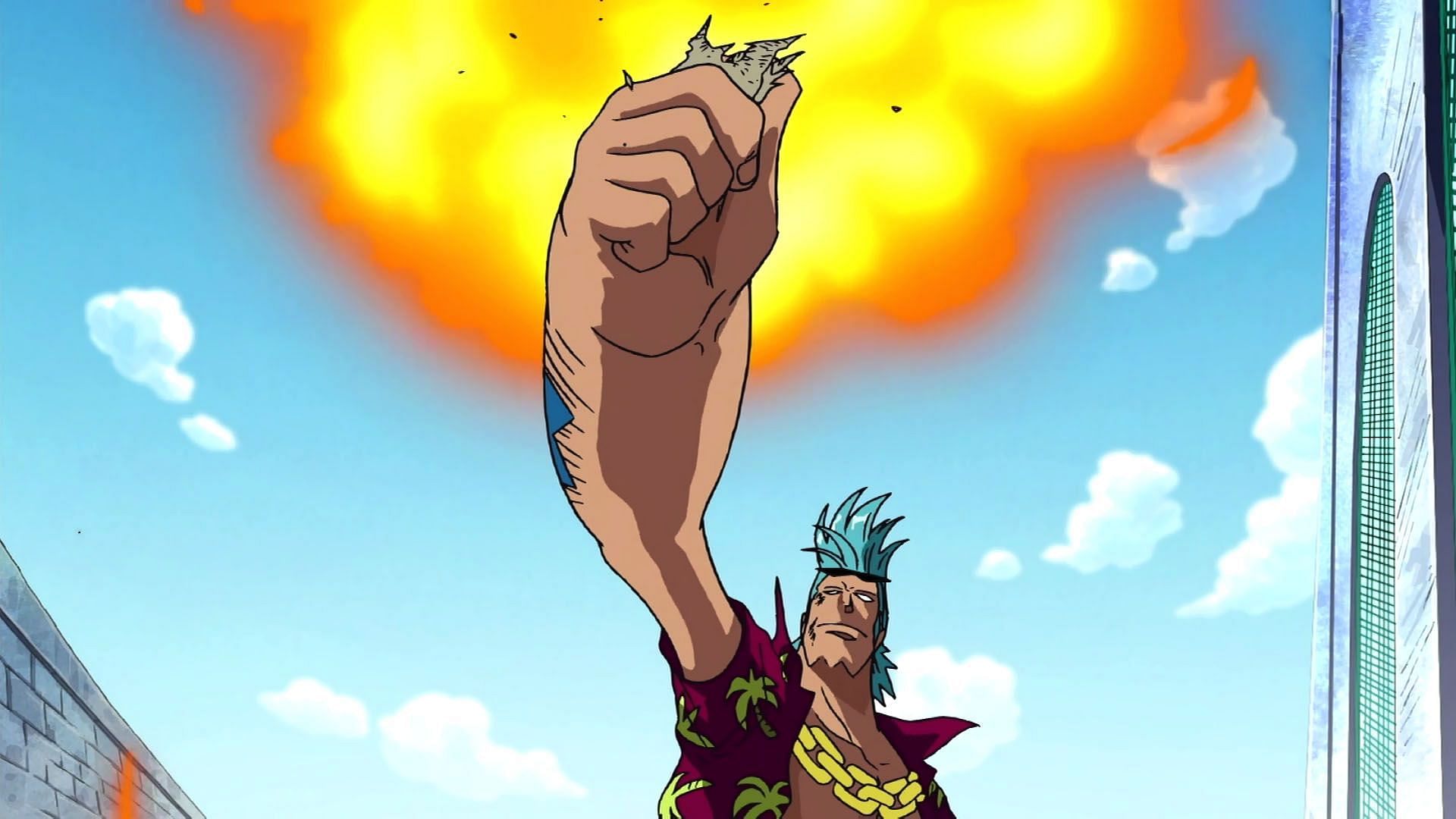 One of Franky&#039;s coolest moments in the series (Image via Toei Animation)