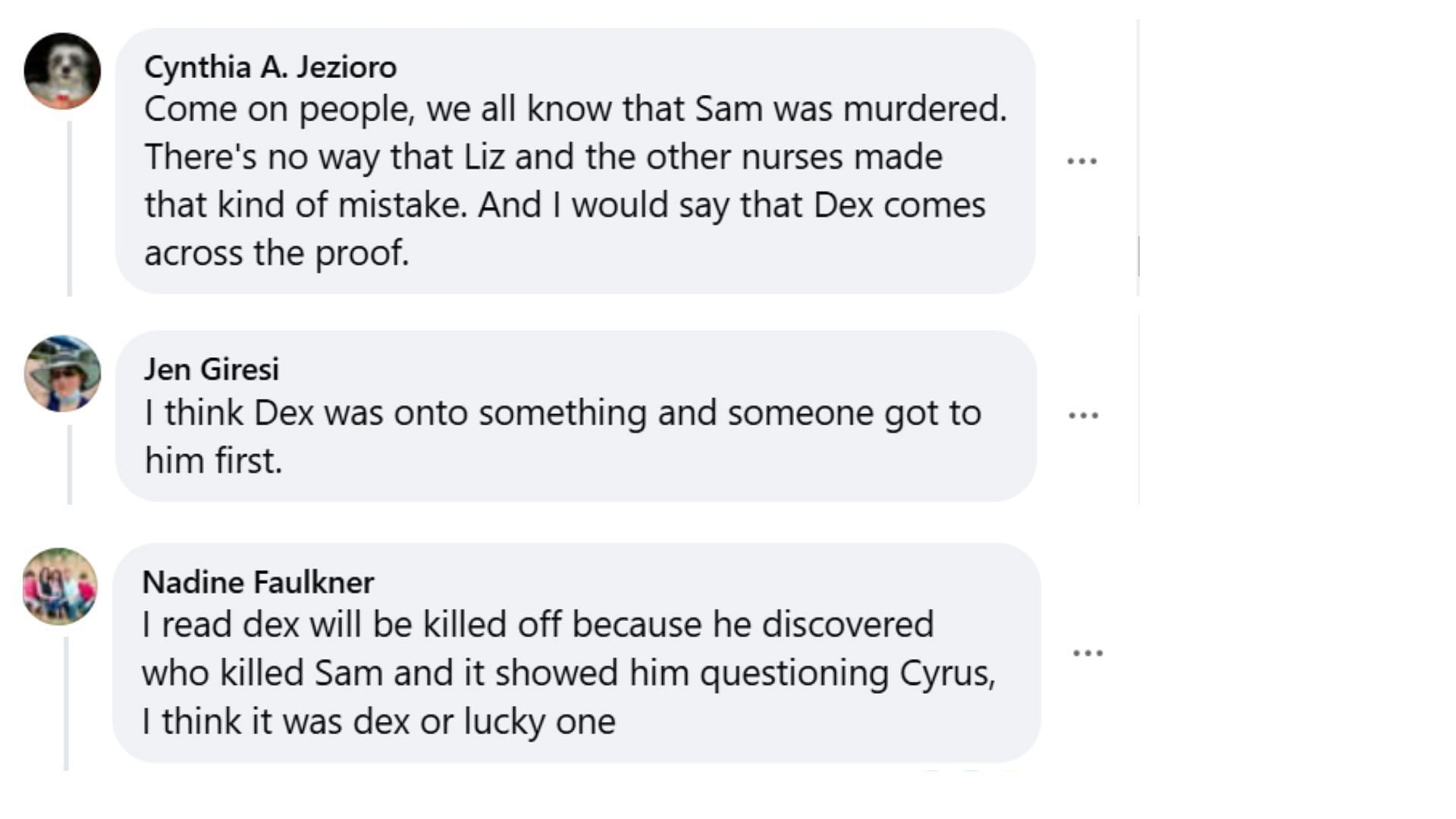 Fan comments analyzing Dex&#039;s danger (Image via Facebook/General Hospital Promo)