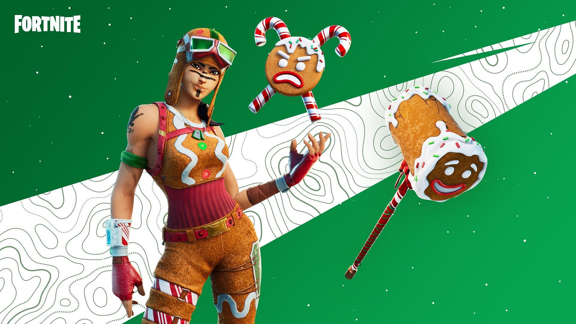 Gingerbread Raider skin is now in Fortnite (Image via Epic Games)