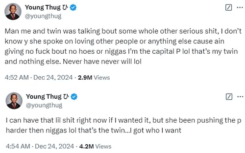 [Screenshots courtesy: @youngthug  on X]