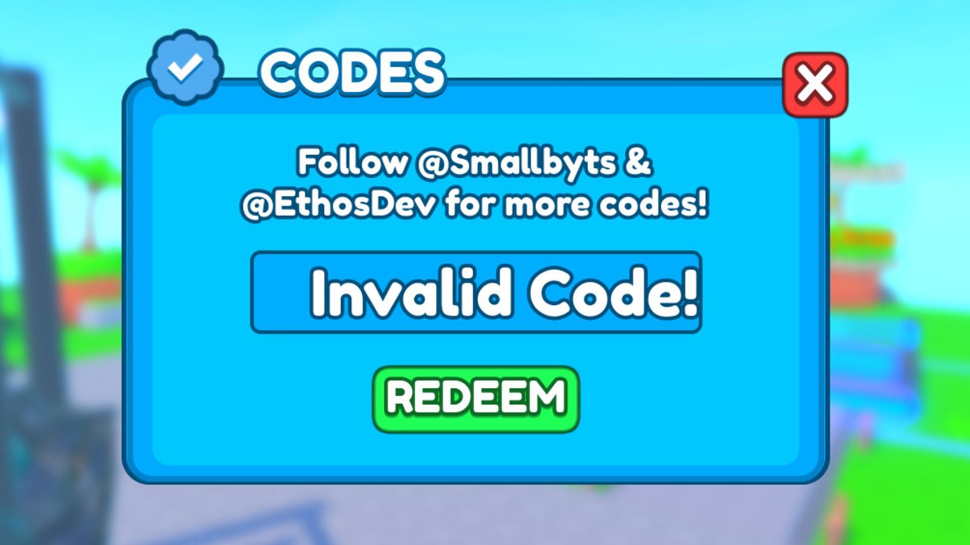 Pull Up Legends invalid code issue (Image via Roblox)