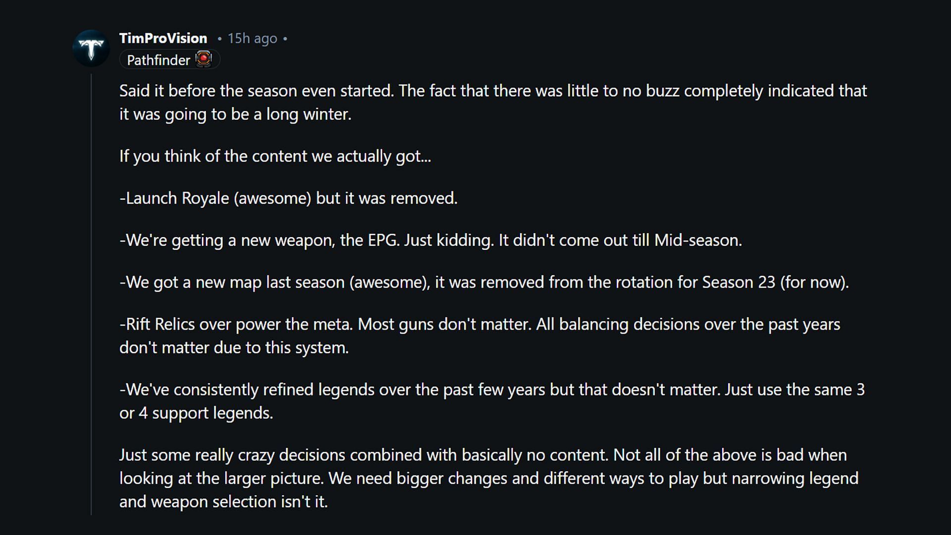 Apex player points out the most recent changes (Image via Reddit)