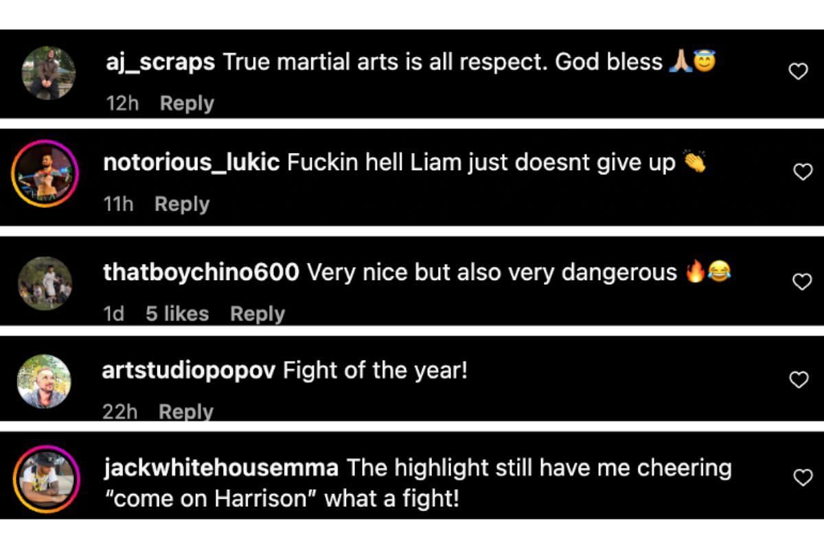 Screenshot of fans&#039; comments