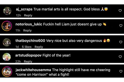 Screenshot of fans' comments