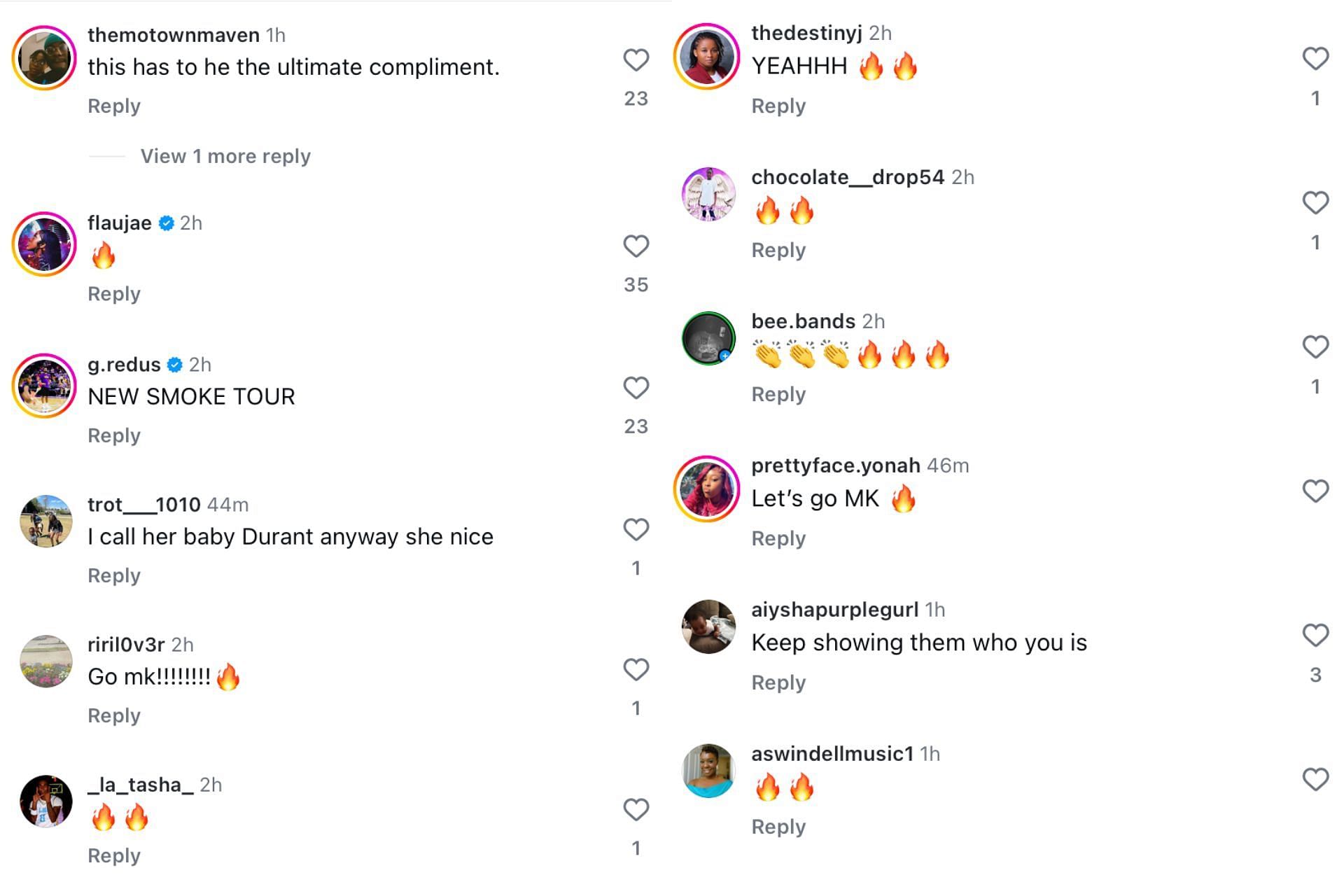 Fans on Instagram comment on Mikaylah Williams&#039; performance