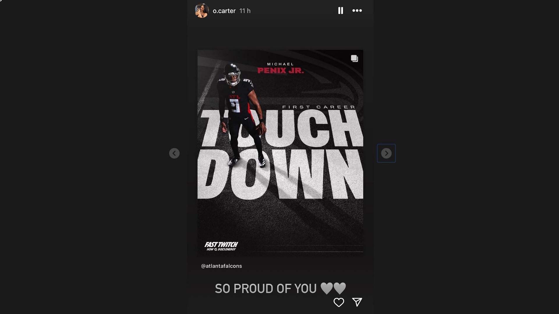 Olivia Carter Story x Michael Penix Jr. First Touchdown Pass (Instagram Stories)