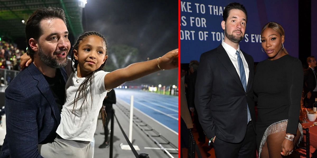 Alexis Ohanian with his daughter Olympia (L), with his wife Serena Williams (R) | Getty