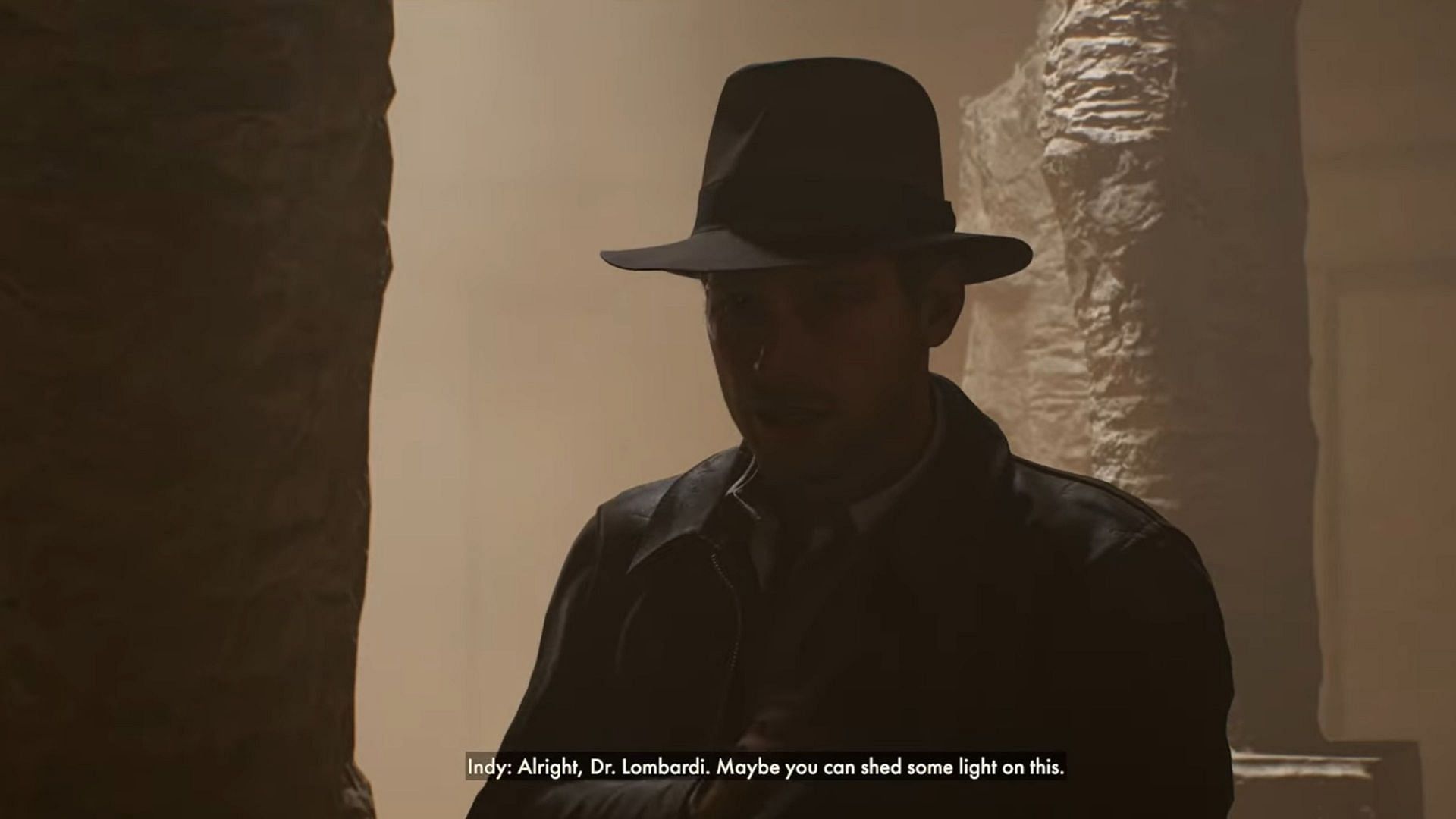 Indy will consult Dr Lombardi&#039;s notes upon taking an image of the first tablet (Image via Bethesda/ Youtube@ Trophygamers)