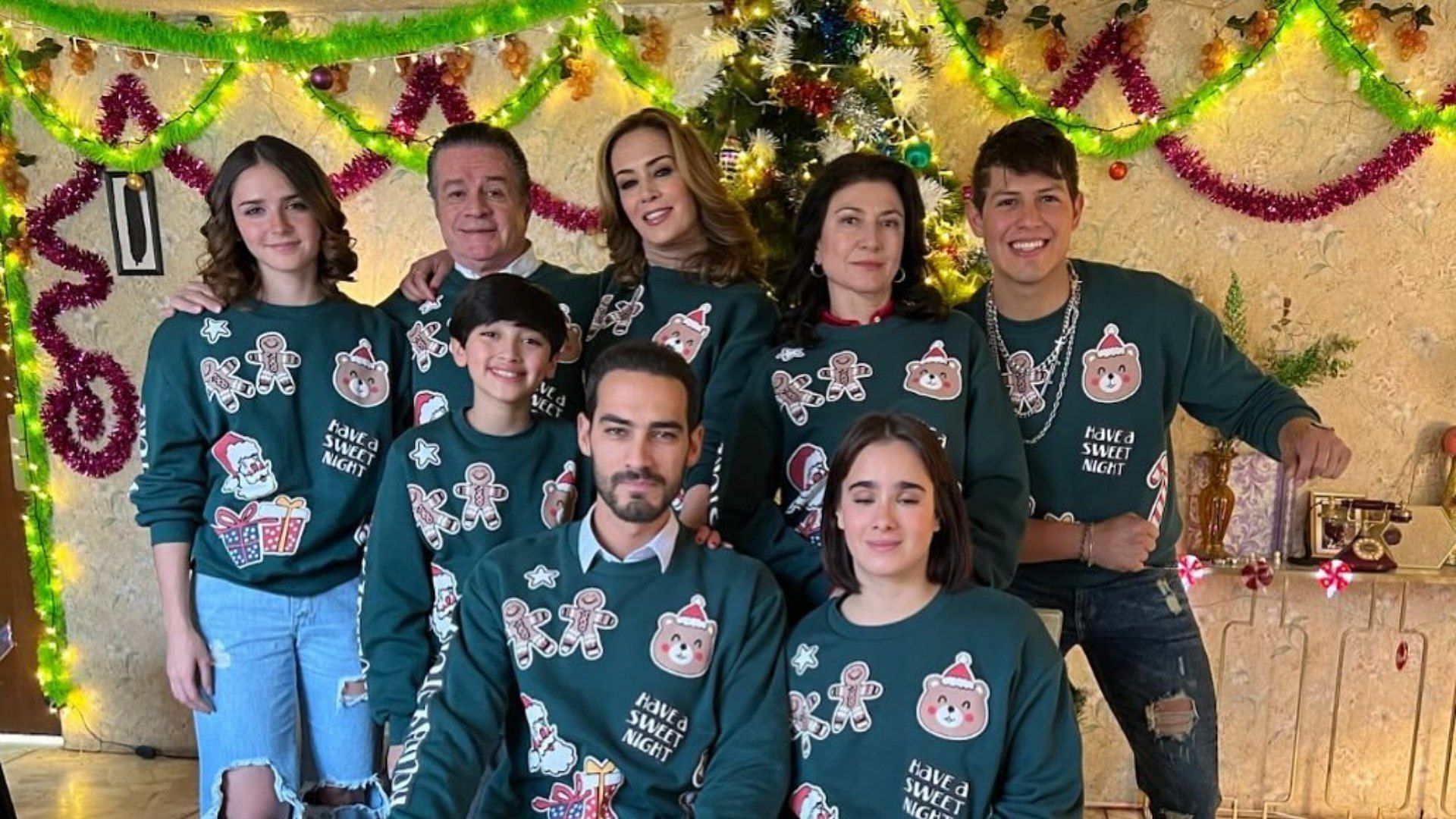 Anette Michel seen with the cast of Christmas is Cancelled (Image via Instagram/@anettemicheltv)