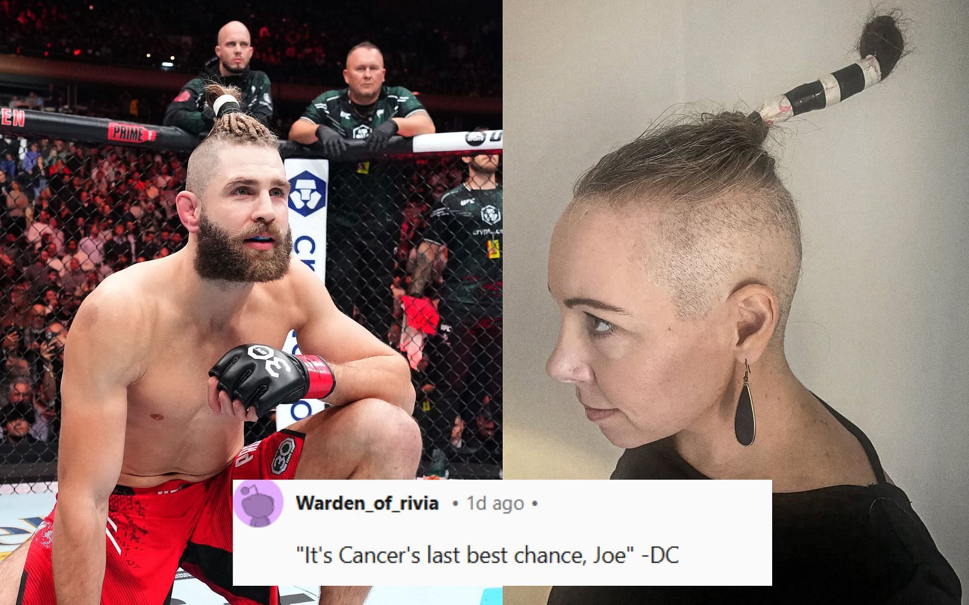 Fans react to Jiri Prochazka fan embracing his signature braid before chemo hair loss.  [Images courtesy: Getty and @espnmma on Instagram]