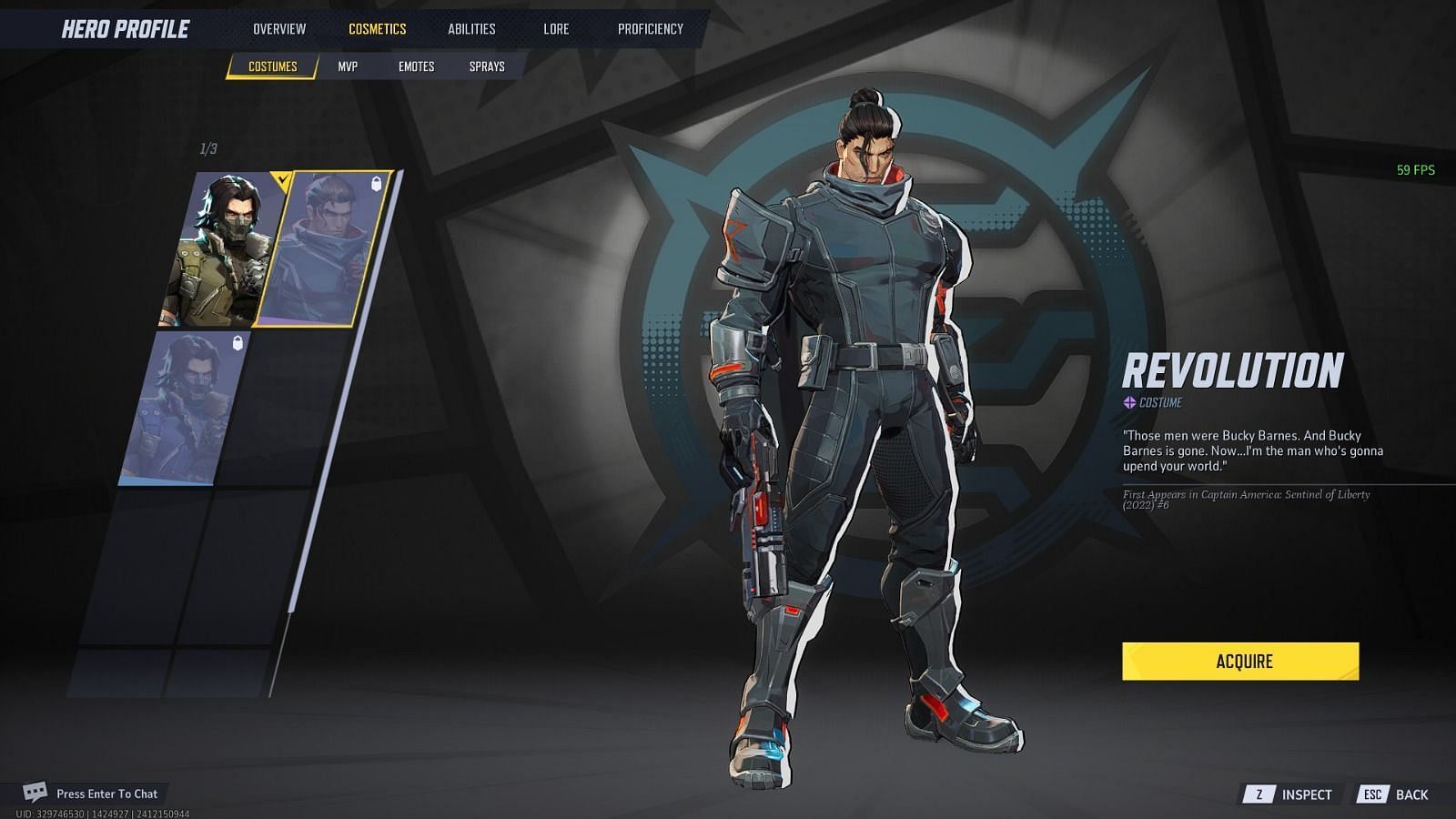 Bucky&#039;s Revolution skin in Marvel Rivals (Image via NetEase Games)