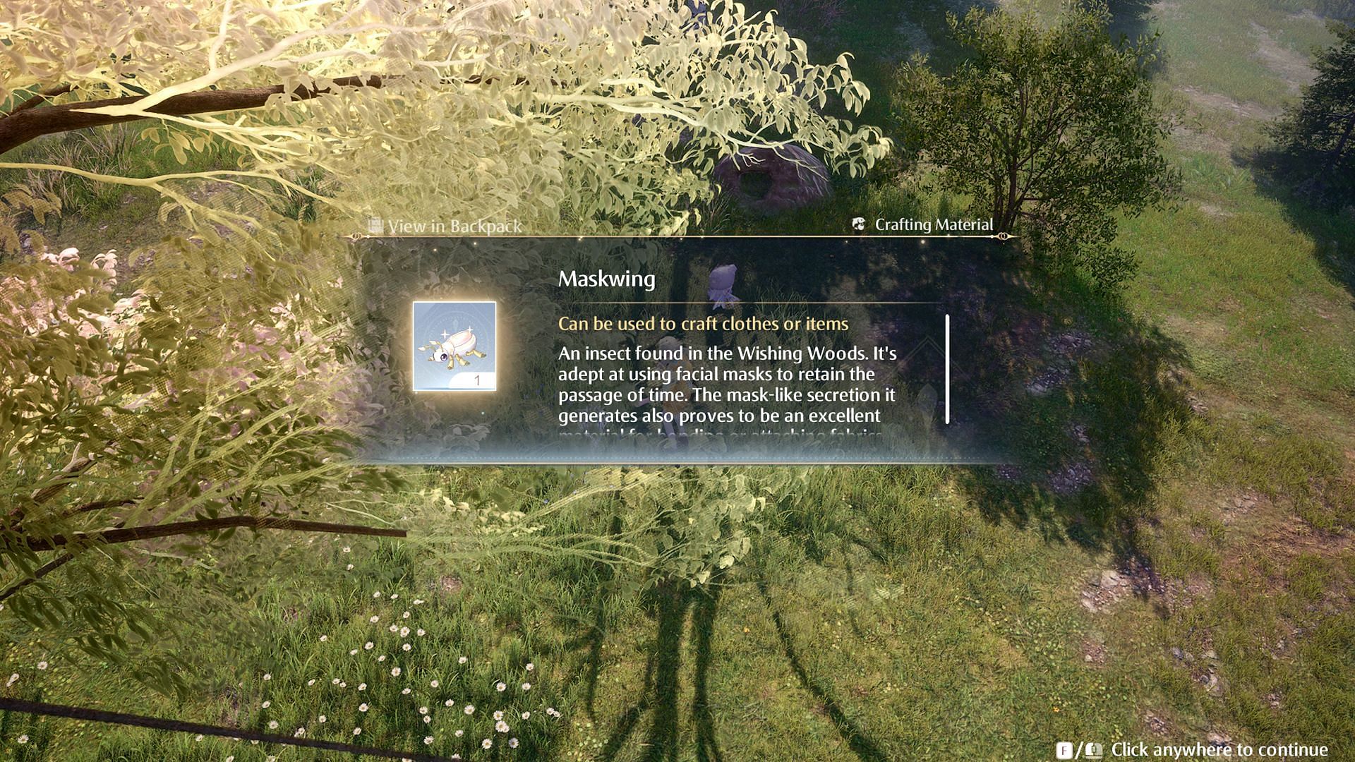 Maskwings are found in the Wishing Woods, near Chronos trees (Image via Infold Games)