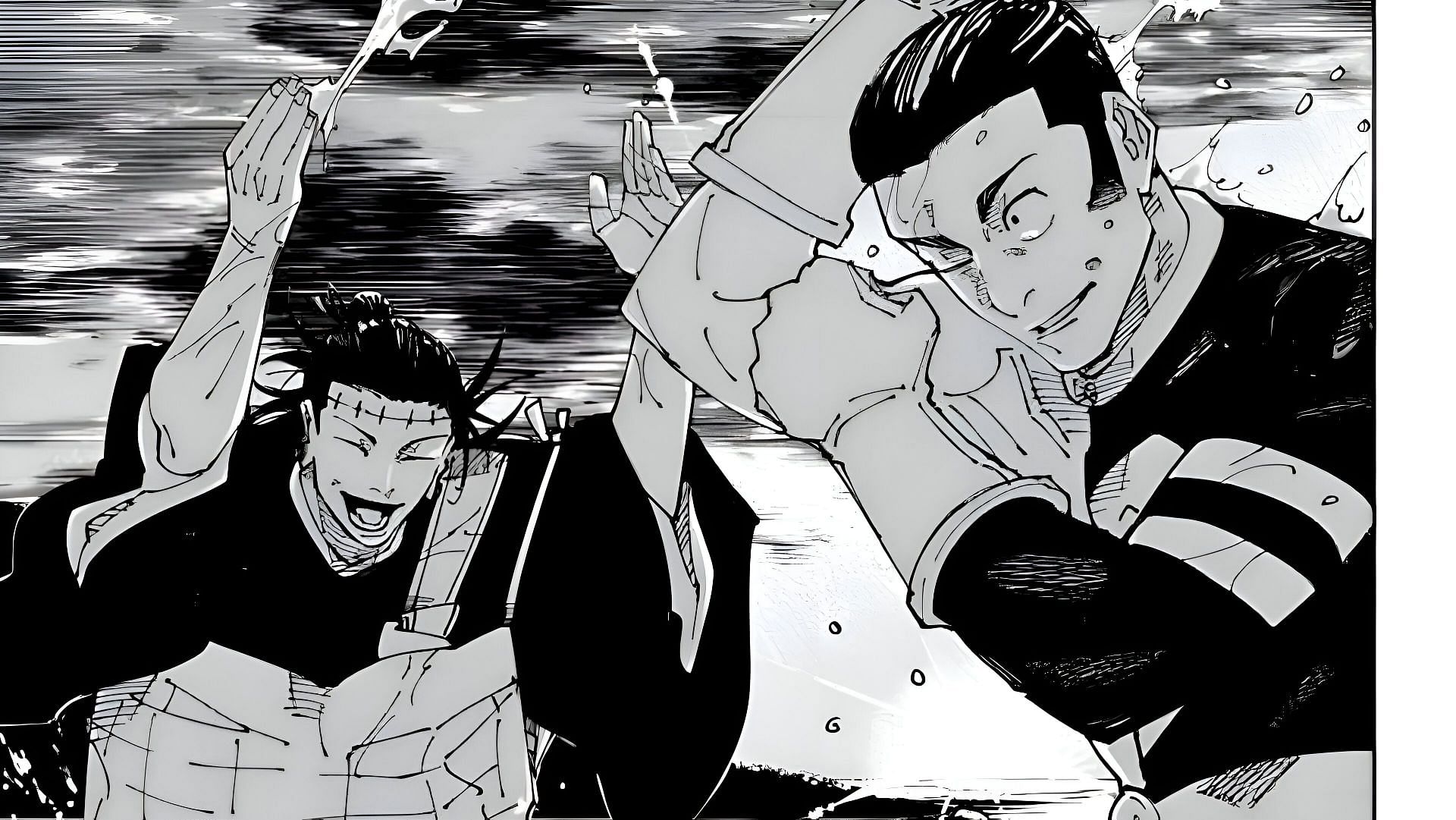 Takaba and Kenjaku inside the Comedian cursed technique (Image via Gege Akutami/Shueisha)