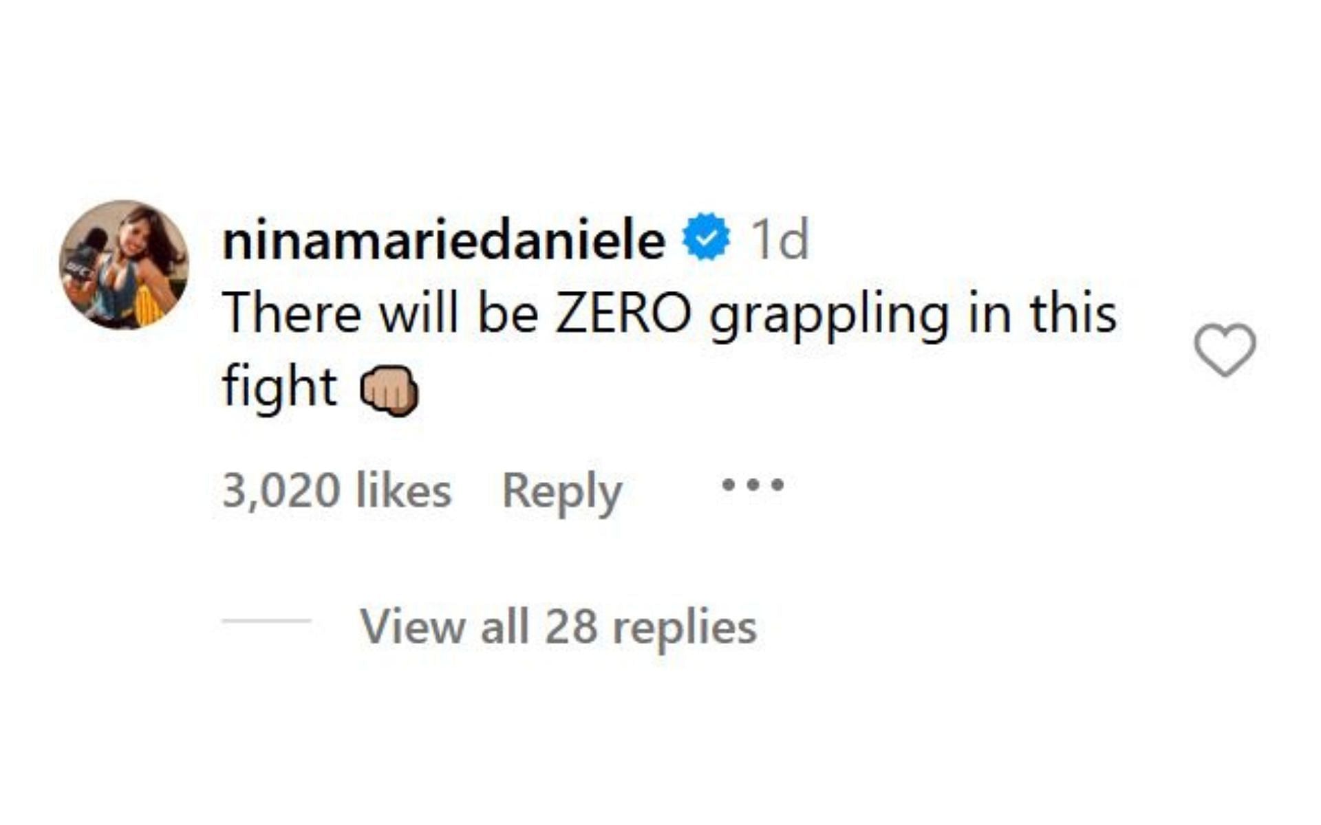 Nina-Marie Daniele&#039;s comment. [Screenshots courtesy: @espnmma on Instagram]