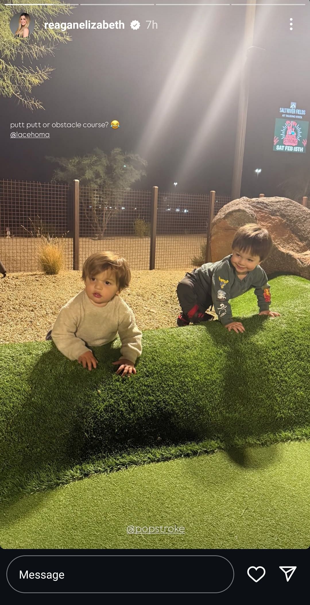 Reagan Elizabeth shares picture of her son, Knox and Max Homa&#039;s son, Cam, playing together. Source - Instagram/@reaganelizabeth