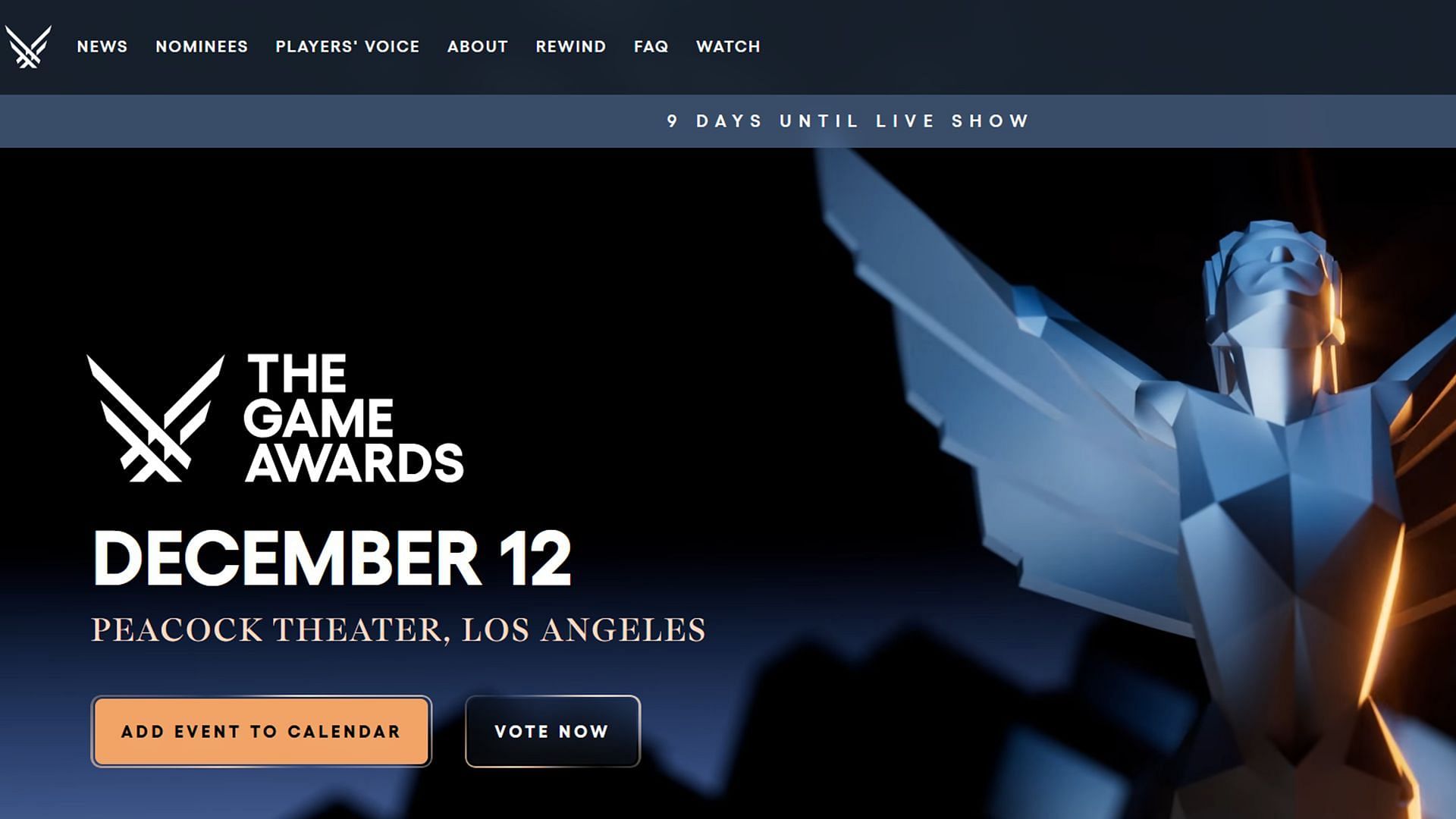 Go to the official The Game Awards website to start the voting process (Image via The Game Awards)