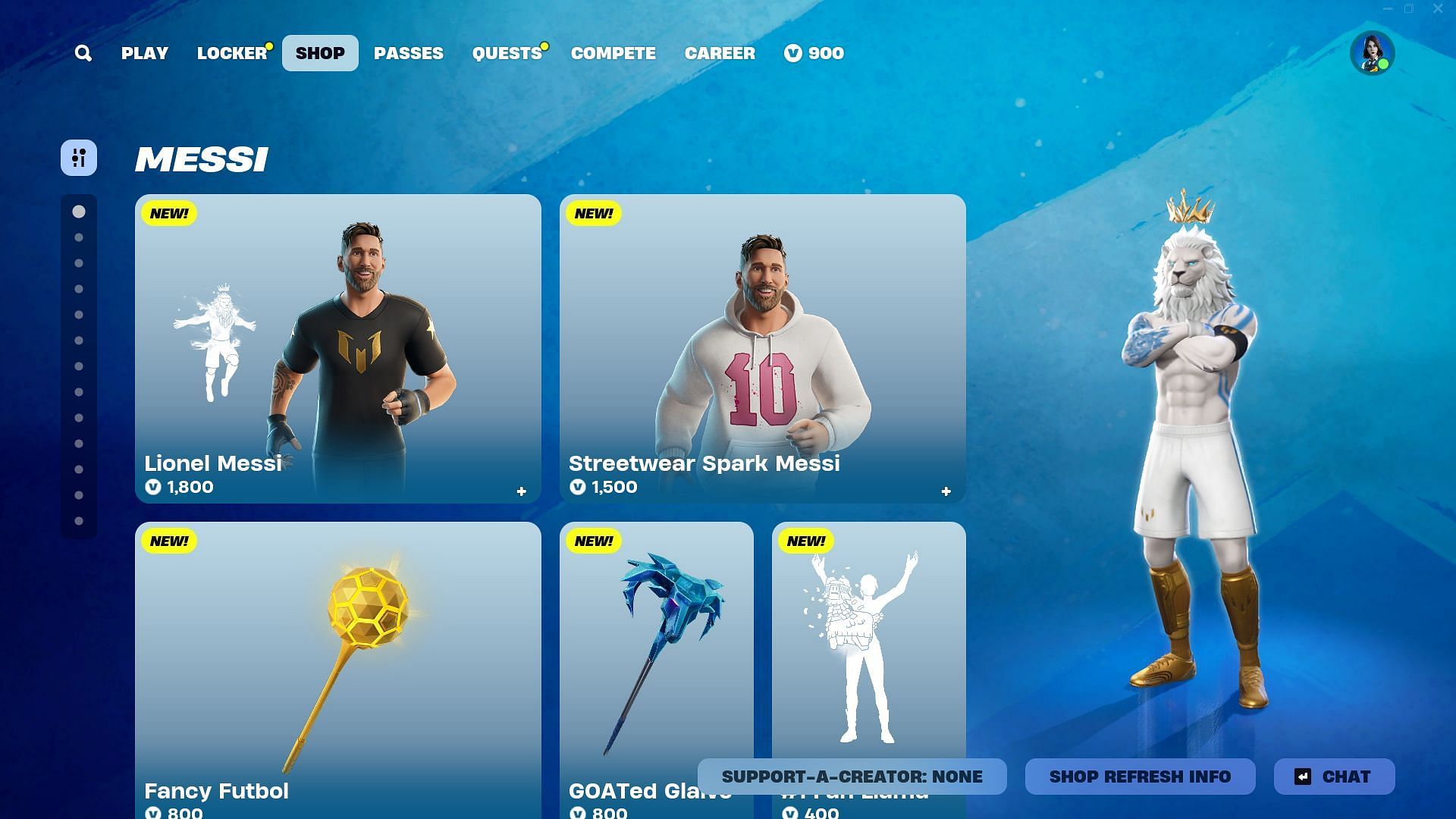 You can purchase the Lionel Messi skin in Fortnite individually (Image via Epic Games)