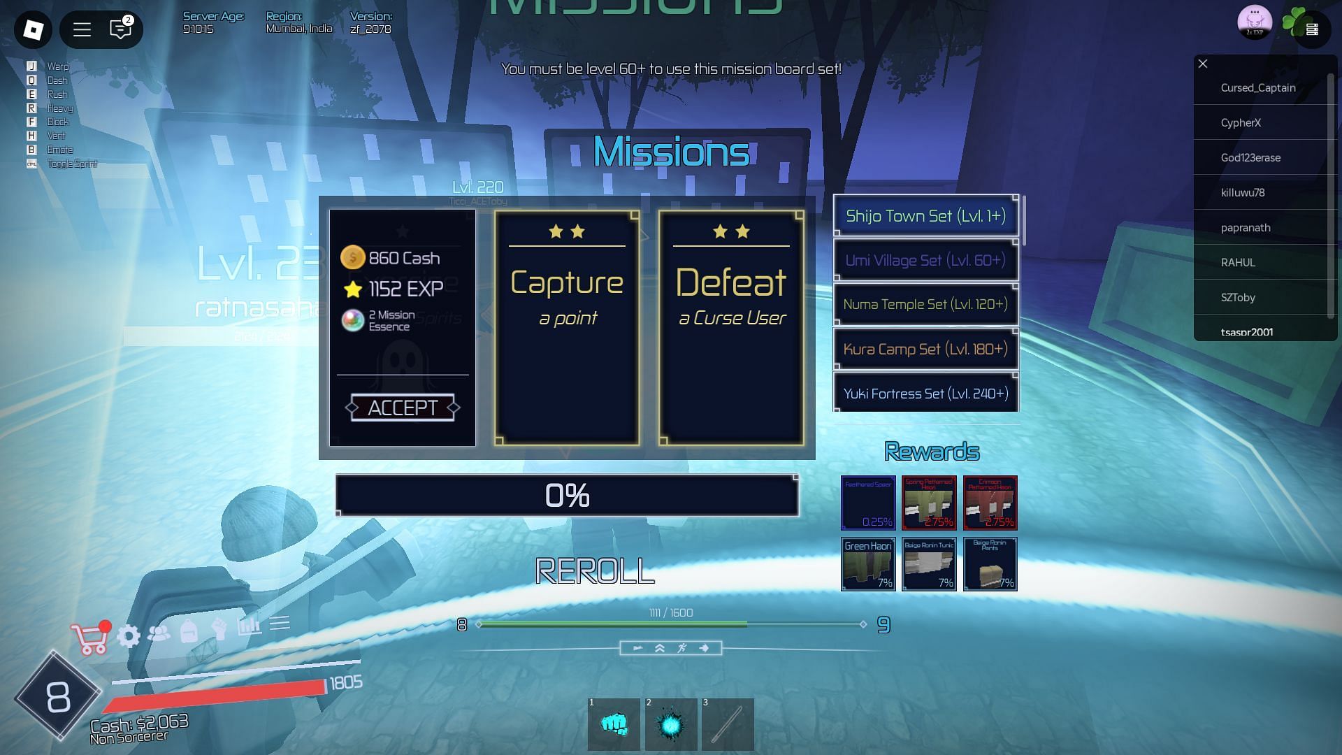 Complete missions to get Mission Essence (Image via Roblox)