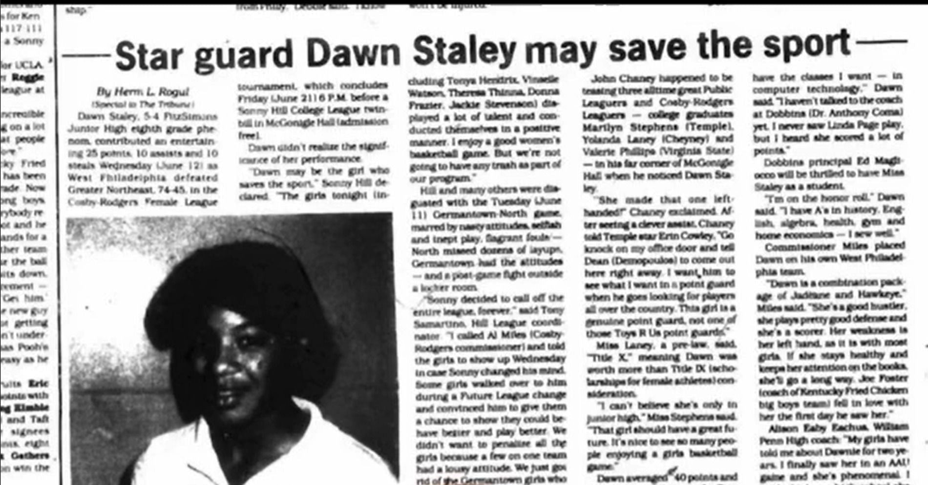 1985 article regarding Dawn Staley (Source: Instagram/lachellesmith_)