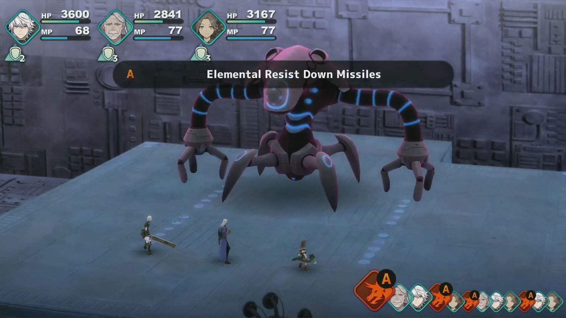 The Elemental Resist Down missiles will hit all three party members (Image via Mistwalker/Square Enix || YouTube/@donpockegames4992)