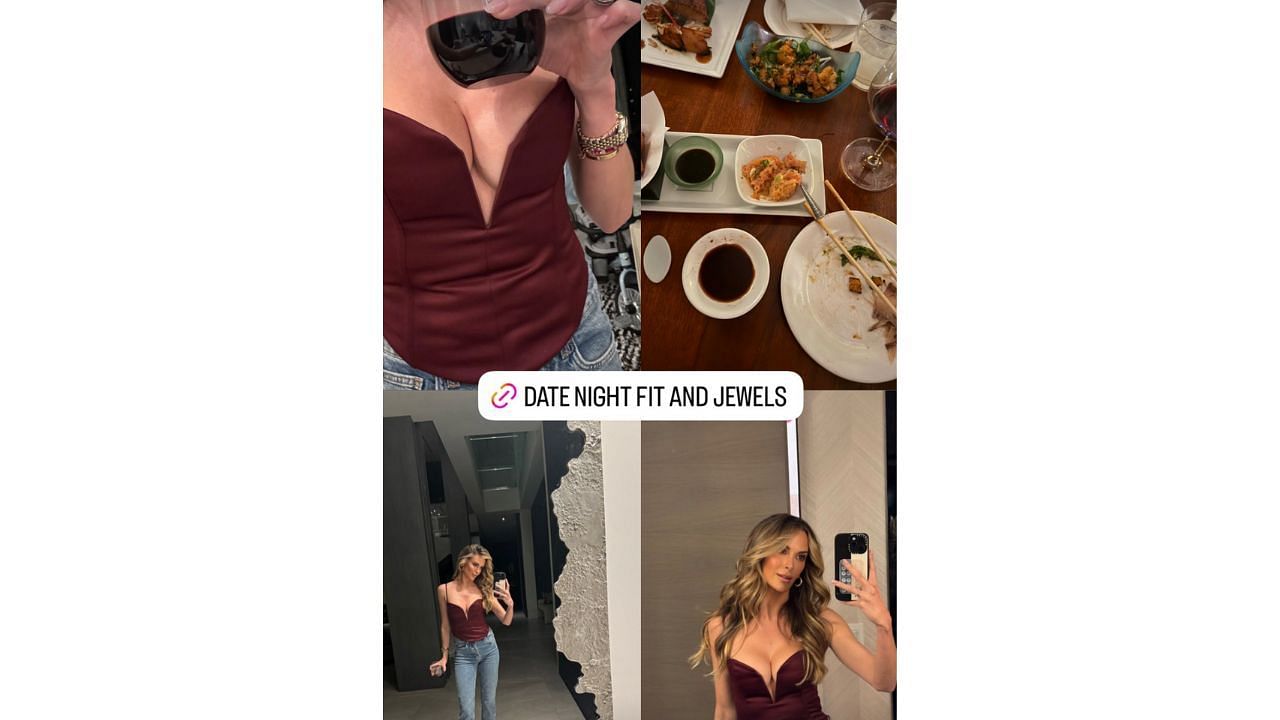 Jena Sims, Brooks Koepka&#039;s wife, showed off her date night outfit on her story (Instagram/jenamsims)