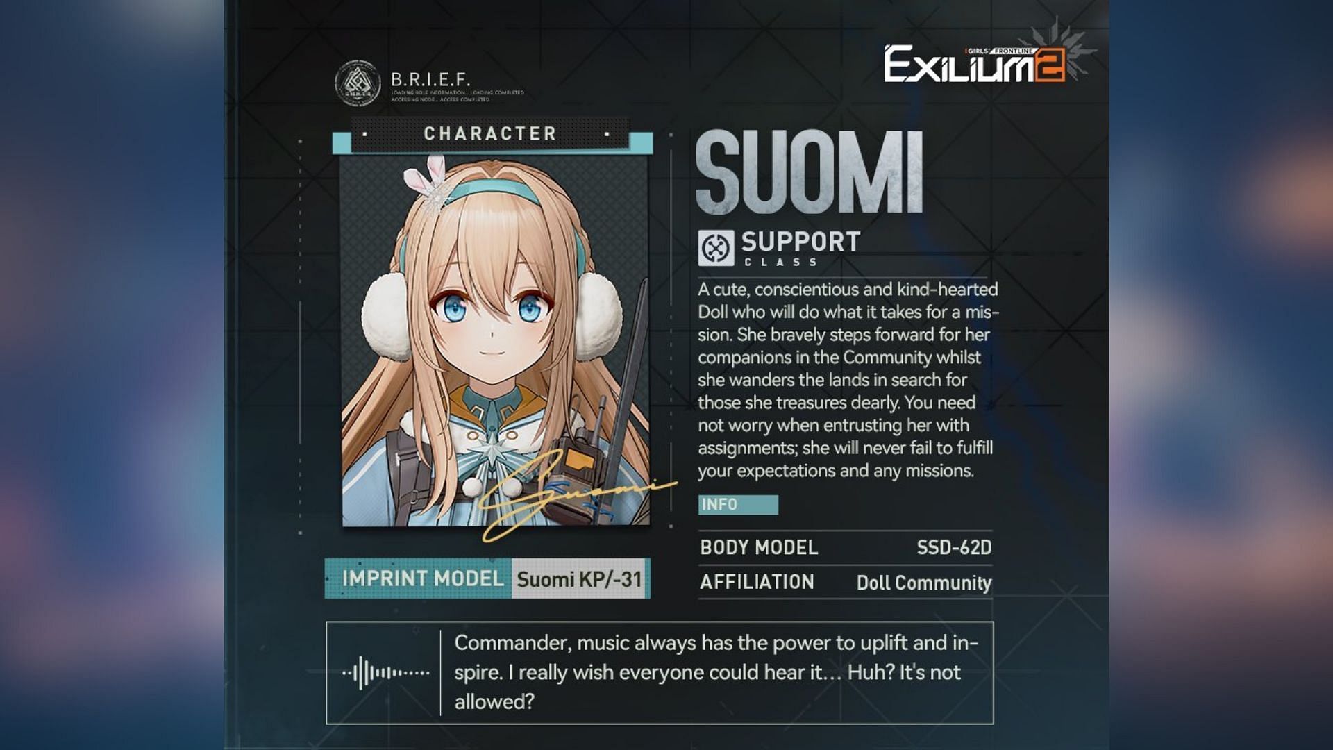 Suomi in GFL2 Exilium (Image via Sunborn)