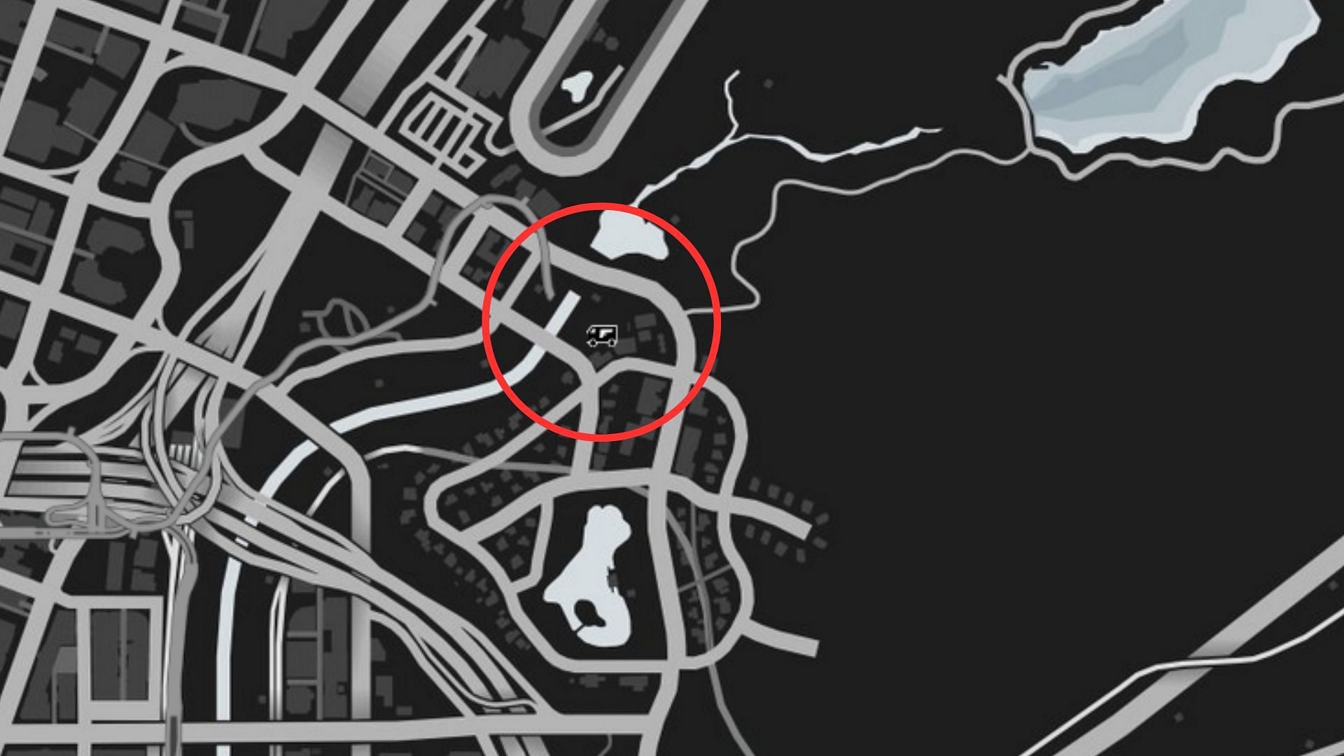 The exact coordinates of the GTA Online Gun Van Location Today (Image via Rockstar Games)