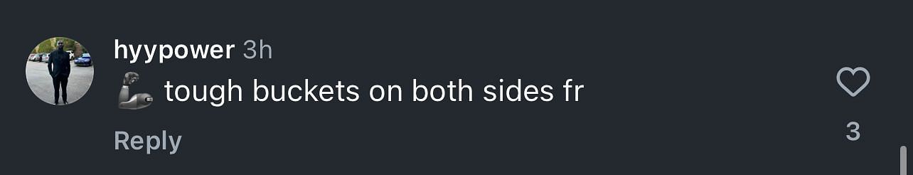 &quot;Tough buckets on both sides fr (for real),&quot; a user posted with a flexing emoji.