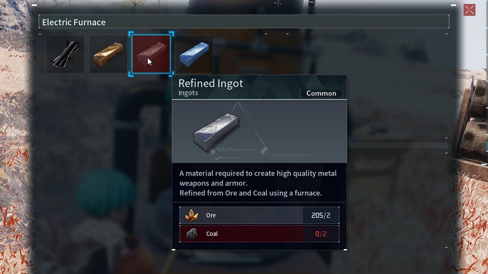 Make Refined Ingot using Ore and Coal (Image via Pocketpair, Inc.)