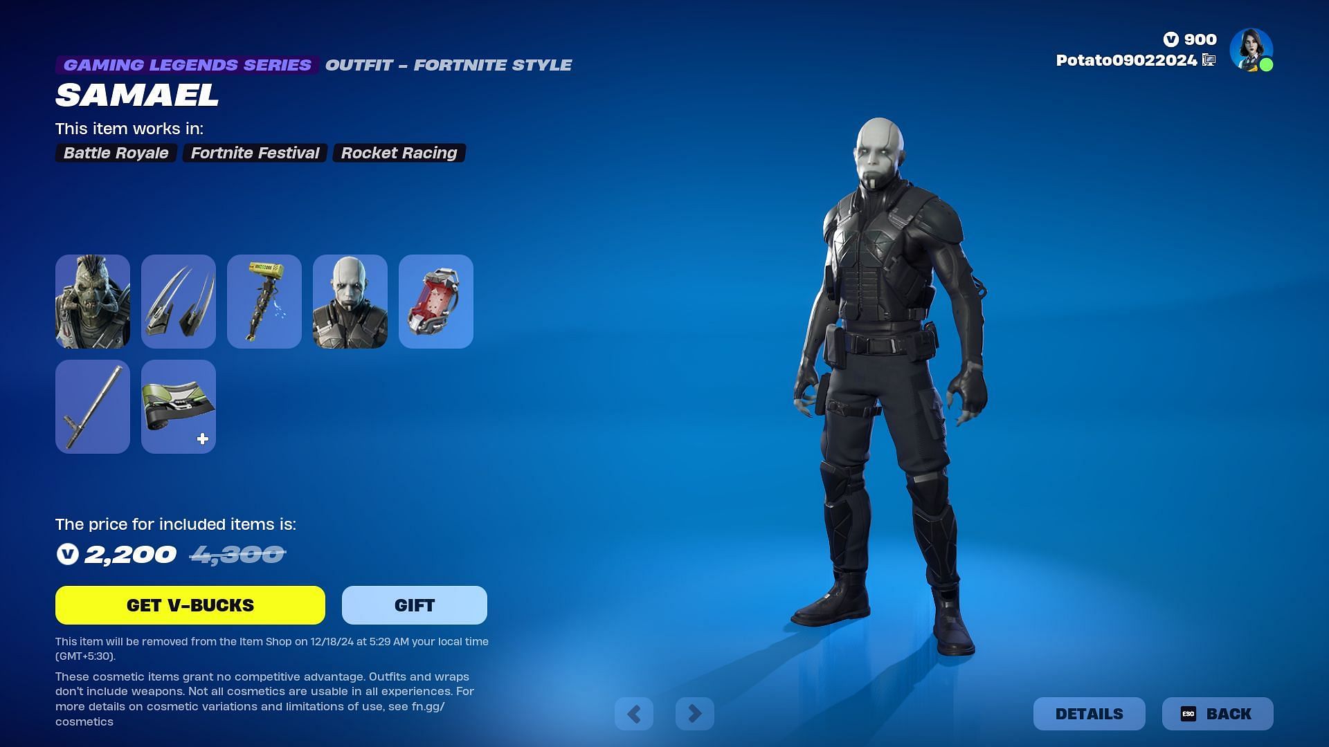 Garog and Samael (Unreal Tournament) skins in Fortnite will remain listed until December 18, 2024 (Image via Epic Games)