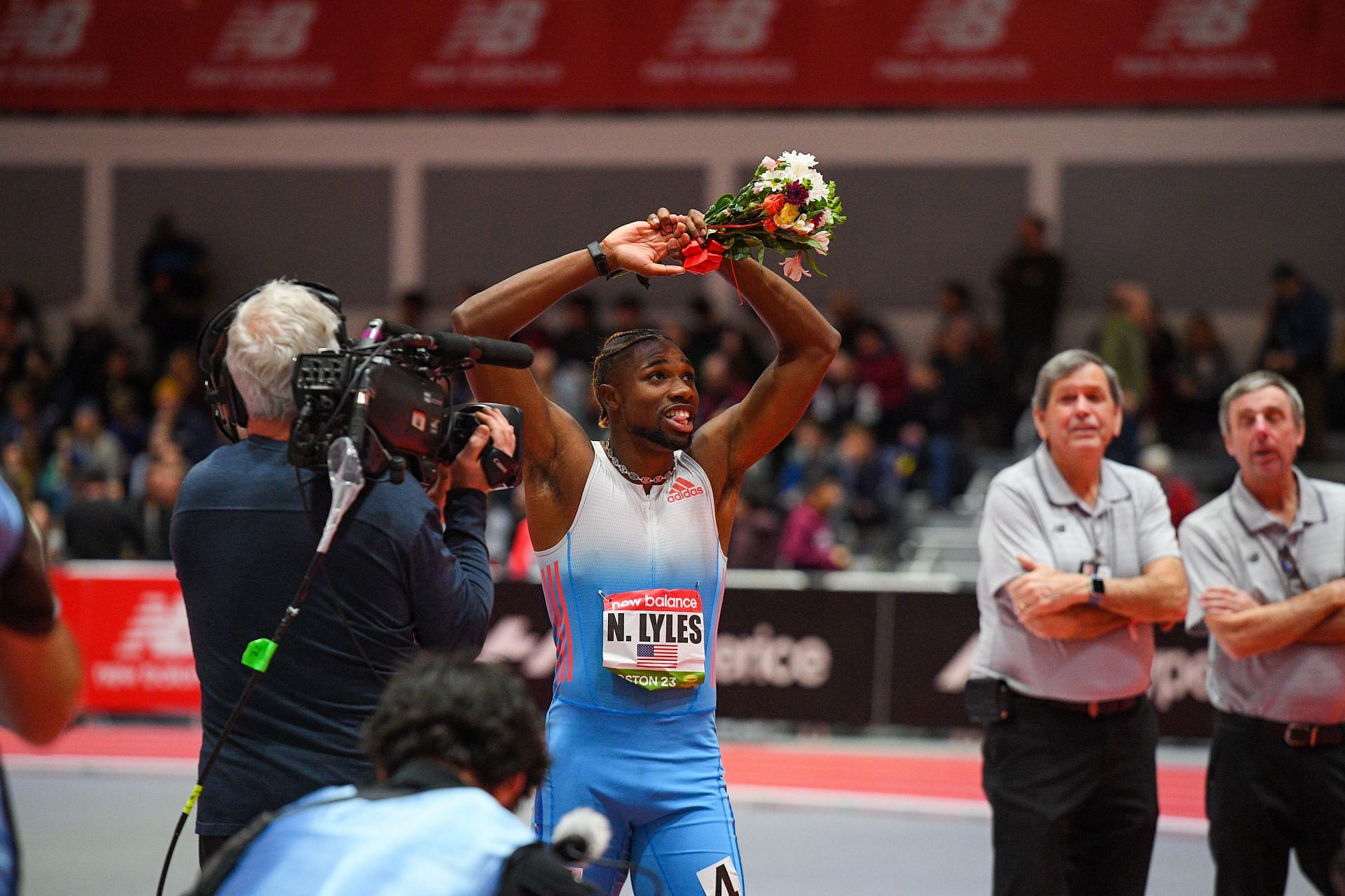 Lyles at the 2024 New Balance Indoor Grand Prix (Image Source: Getty)