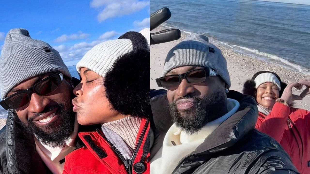 Gabrielle Union shares kiss with husband Dwyane Wade during family Christmas vacation (Credit: Gabrielle Union/Instagram)