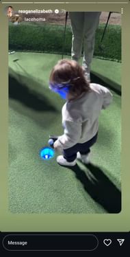 Reagan Elizabeth reshares story where Max Homa's son, Cam, is being cheered up by everybody. Source - Instagram/@reaganelizabeth