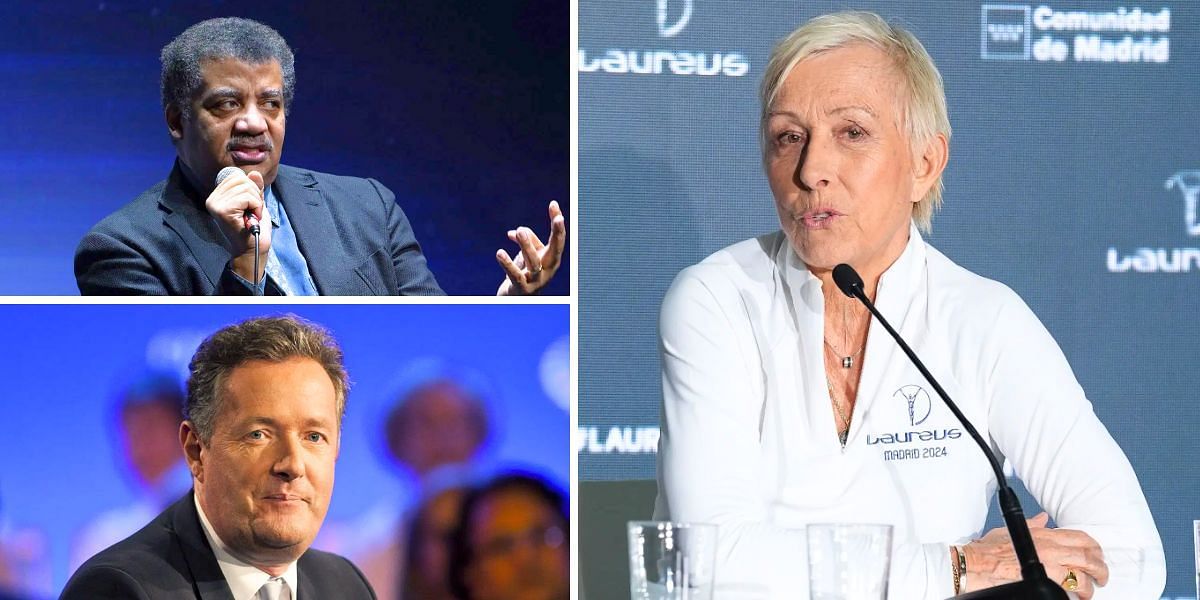 Neil deGrasse and Piers Morgan (L); Martina Navratilova (R) (Image Source: Getty)