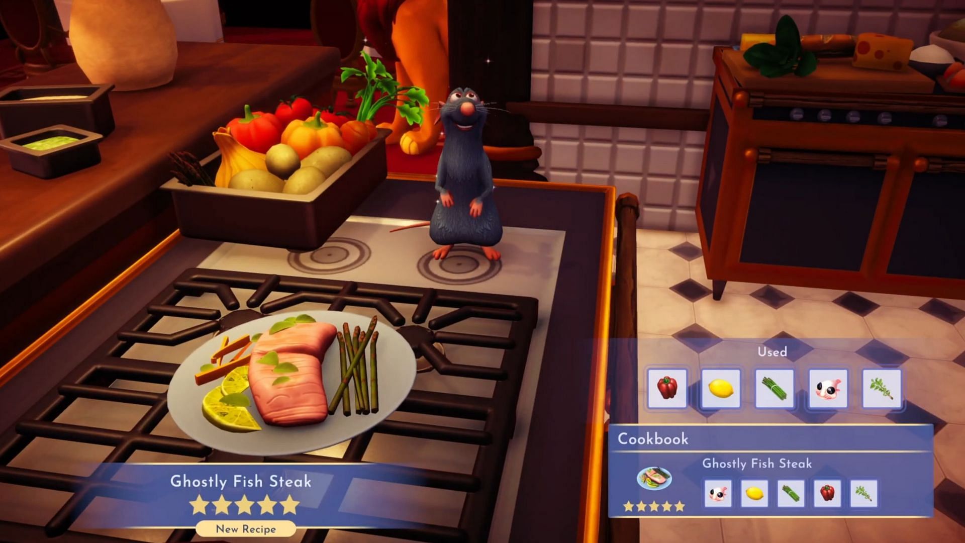 Ghostly Fish Steak is a five-star recipe (Image via Gameloft)